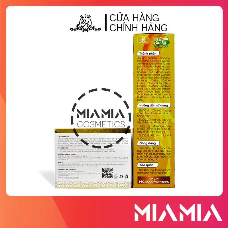 Combo Kem Body Luxury Collagen X3 và Gel Tẩy Tế Bào Chanh Bạc Hà chính hãng