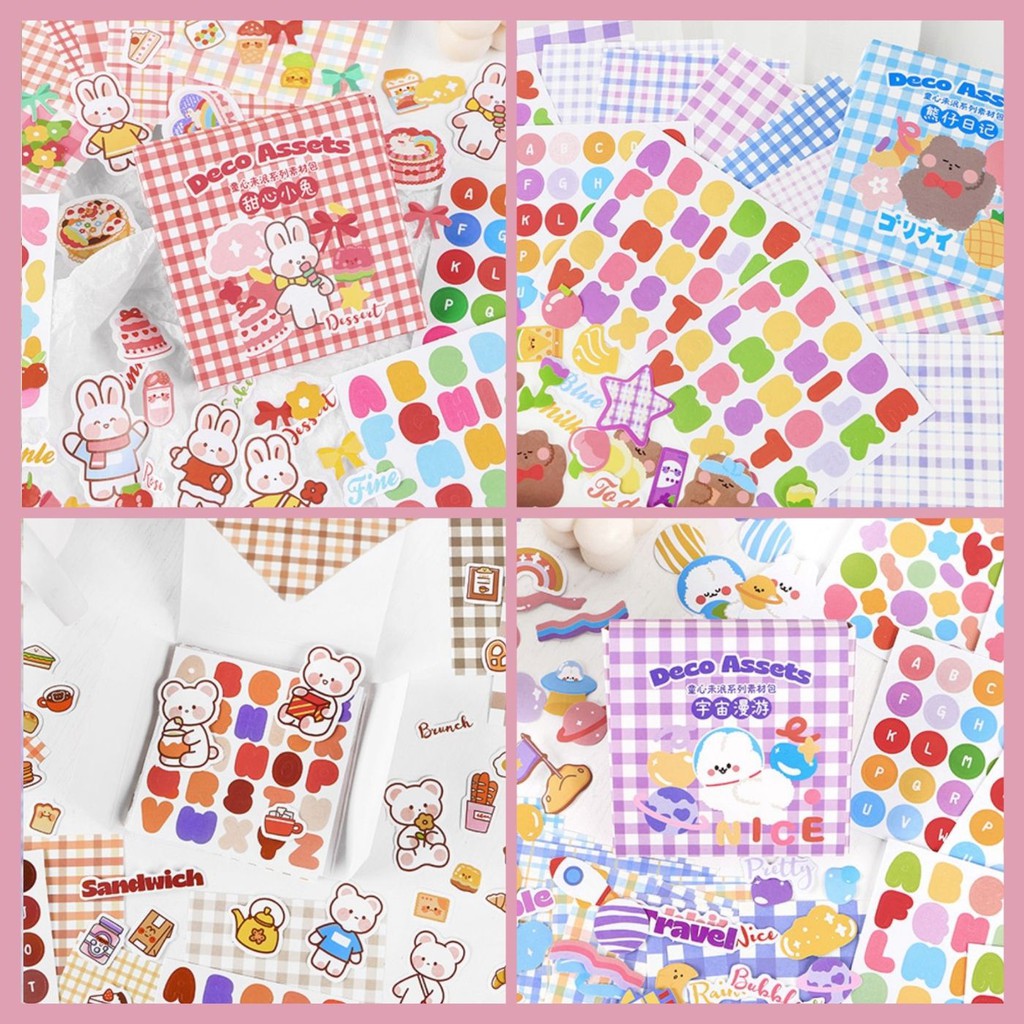 SET DECO STICKER KÈM GIẤY TRANG TRÍ 4 MẪU SIÊU XINH