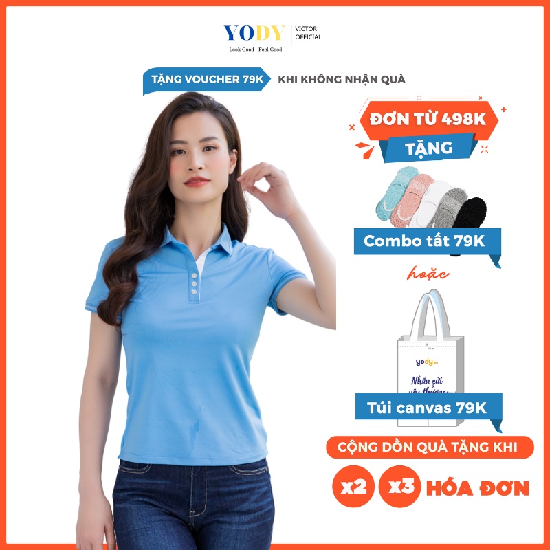 Aó Polo Nữ YODY Coolmax Lacoste Có Cổ Chống Tia UV, Kháng Khuẩn APN3516