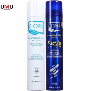 Keo Xịt Tóc Giữ Nếp Mềm & Cứng Glorin 420 Ml.