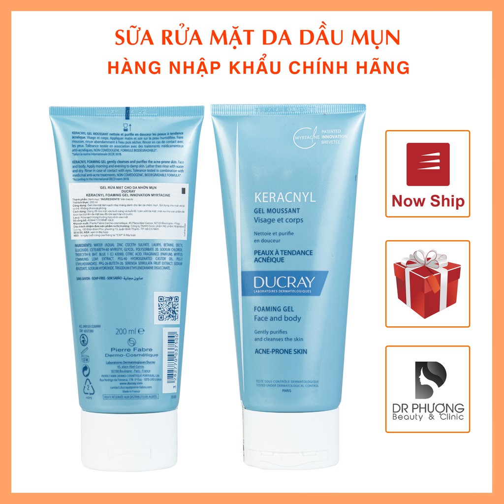 [CHÍNH HÃNG] Sữa rửa mặt mụn Ducray keracnyl