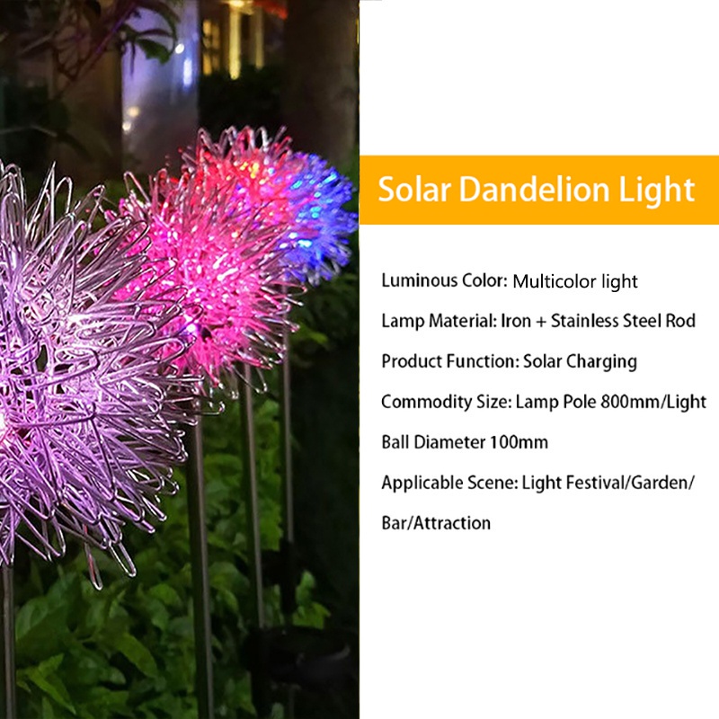 Đèn LED Năng Lượng Mặt Trời Chống Thấm Nước Hình Hoa Bồ Công Anh Trang Trí Lối Đi Sân Vườn