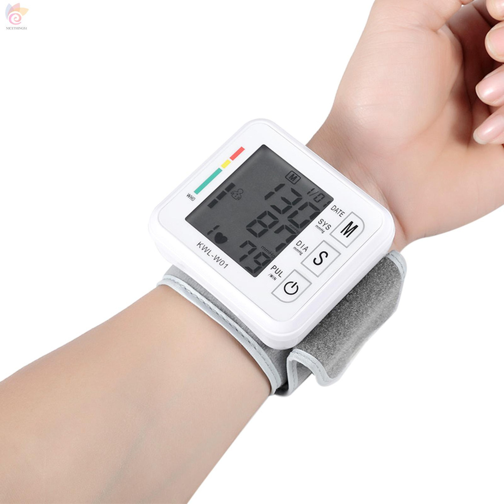 ET Electronic Blood-Pressure Monitor Home Use Wrist Type Sphygmomanometer Digital LCD Blood-Pressure Measurement Meter with Pulse Rate Detection