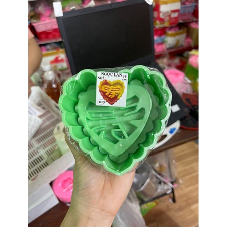 Khuôn Ấn Xôi Tim Xanh 10Cm Ngọc Lan