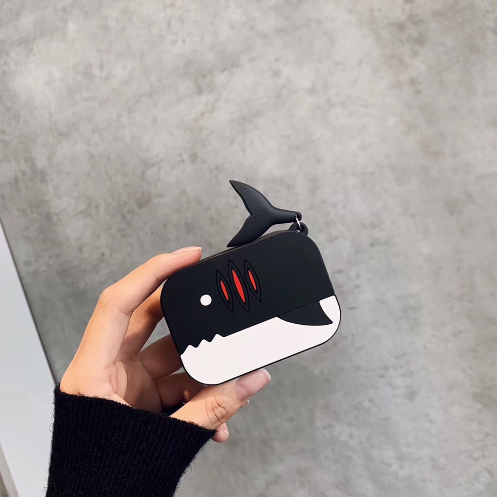 Vỏ Bảo Vệ Hộp Sạc Tai Nghe Không Dây bluetooth Bằng Silicon Mềm Họa Tiết Cá Mập Hoạt Hình Cho Airpods 1 / 2 3 pro 1 / 2 3 pro