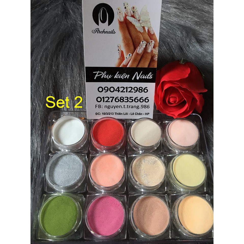 Bột Mỹ 3trong1  làm hoa đắp móng 12 hũ/khay .