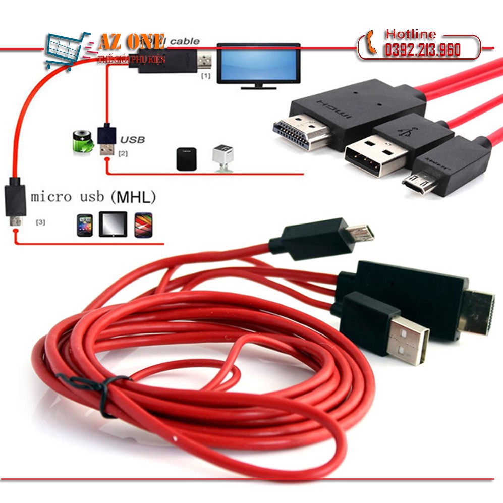 Cáp chuyển tín hiệu từ điện thoại lên tivi HDMI MHL