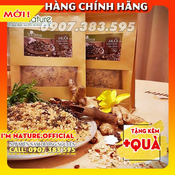 Muối Thảo Dược Giảm Mỡ Bụng Cho Mẹ Sau Sinh I'm Nature 1KG + Tặng Đai Chườm Muối