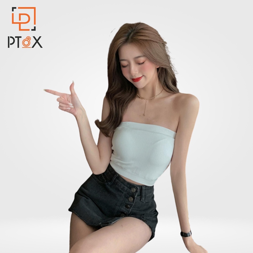 Áo croptop quây ngực len tăm nữ. áo thun dáng ôm màu đen trắng SIÊU HOT