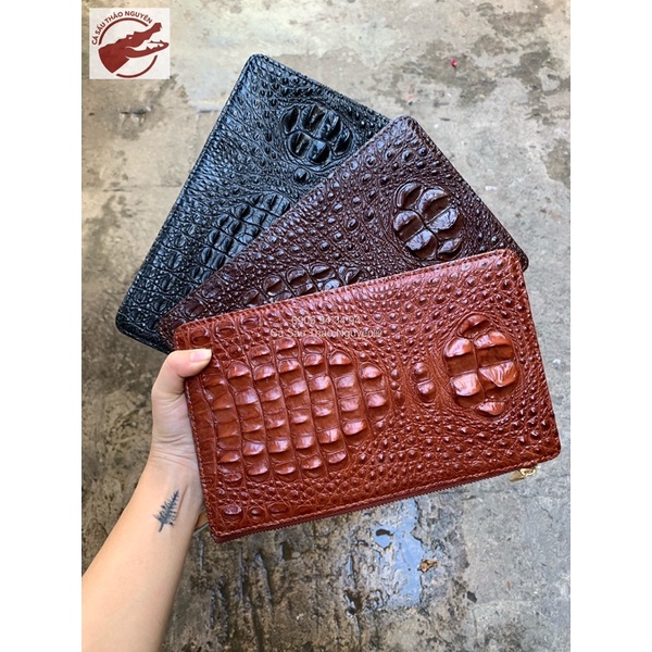 Clutch cầm tay da cá sấu thật cao cấp - Cá Sấu Thảo Nguyên