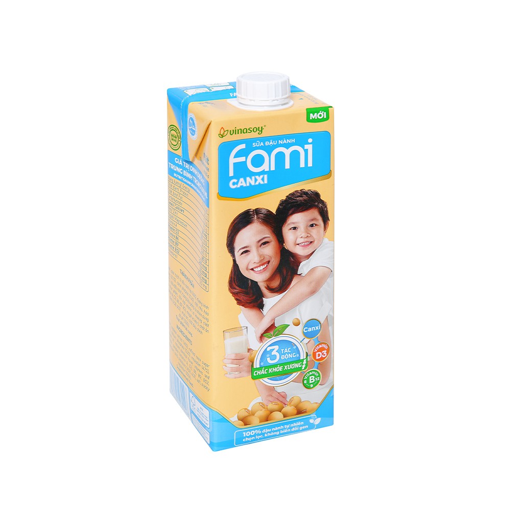Set 2 hộp Sữa đậu nành thơm ngon tiện lợi Fami Canxi 1 lít
