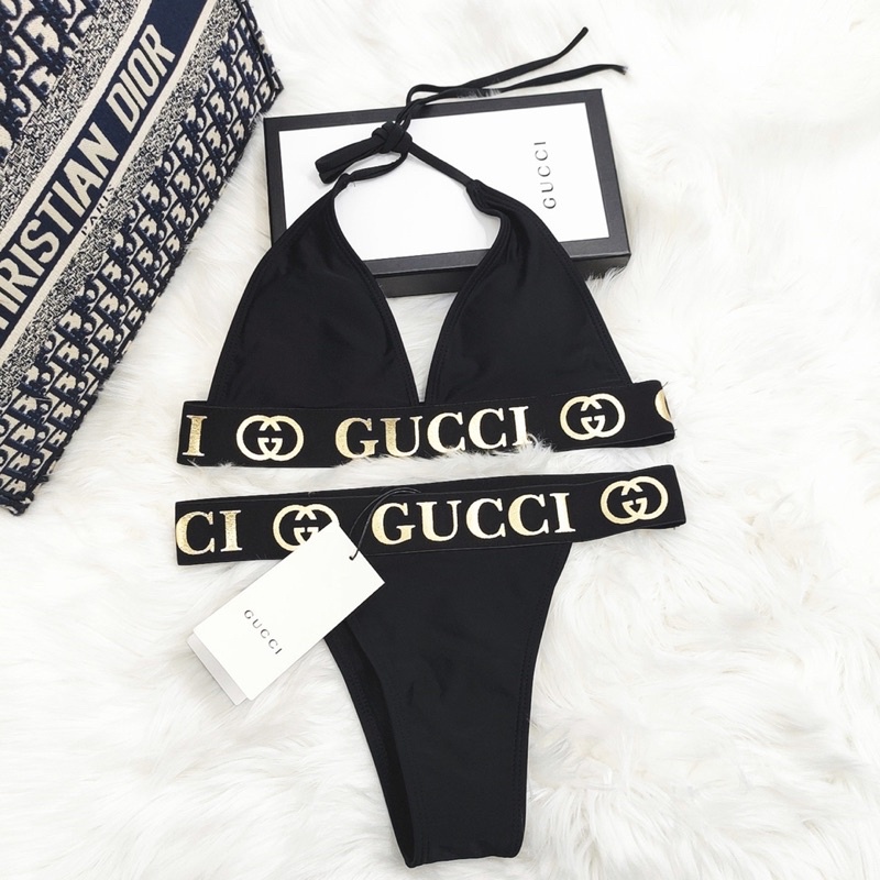 [BKN1300] &lt;BRAND&gt; SET BIKINI GCC HỒNG/ĐEN CẠP CHỮ QUẦN THONG/LỌT KHE