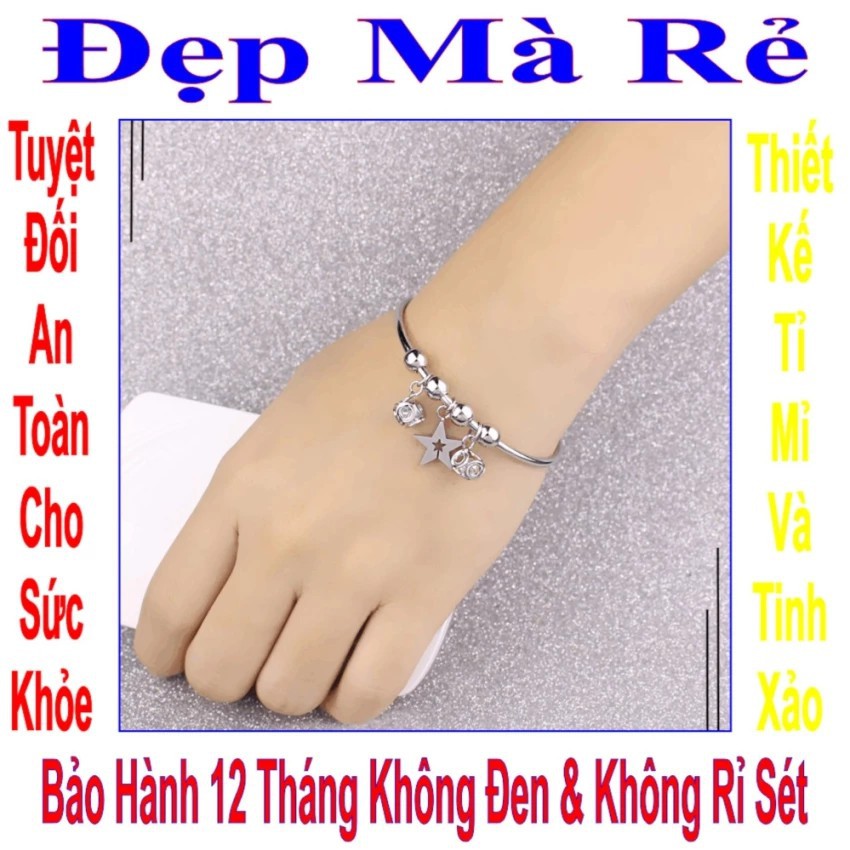 Vòng tay nữ hở kiểu ngôi sao và 2 xúc xắc đính đá Zircon  VTLT00087T025059