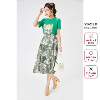 Chân váy dài 92WEAR nhiều màu dáng xòe rút dúm bèo JDW0746