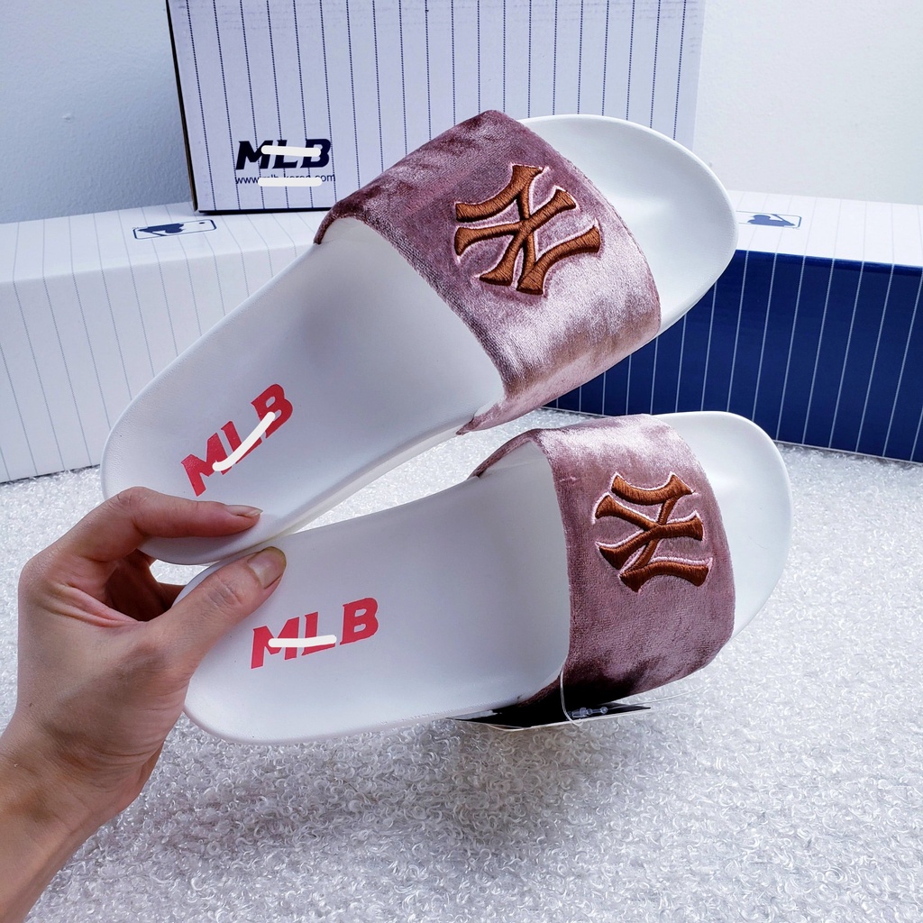 Dép 𝐌𝐋𝐁 quai nhung chữ thêu nổi êm chân