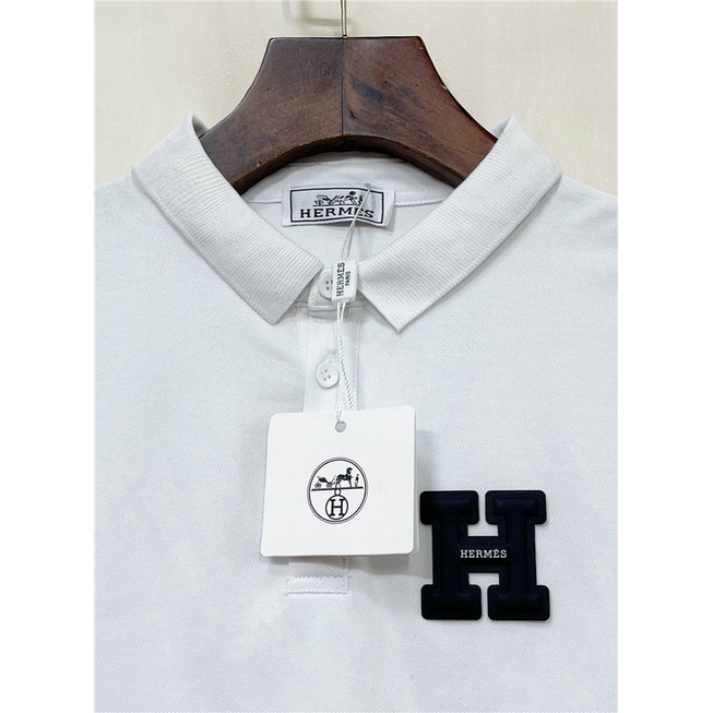 Áo Thun POLO Tay Ngắn Thêu Chữ Herme Chất Liệu Cotton Thời Trang 2022 Size S-4XL