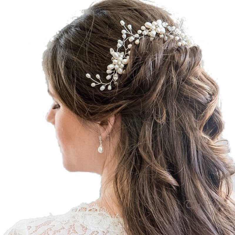 GETNOIVAS Trâm Cài Tóc Hình Hoa Đính Ngọc Trai Pha Lê Cho Cô Dâu