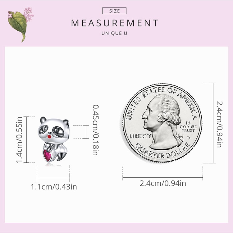 Phụ kiện trang sức BAMOER bạc 925 kiểu dáng gấu trúc hoạt hình dễ thương