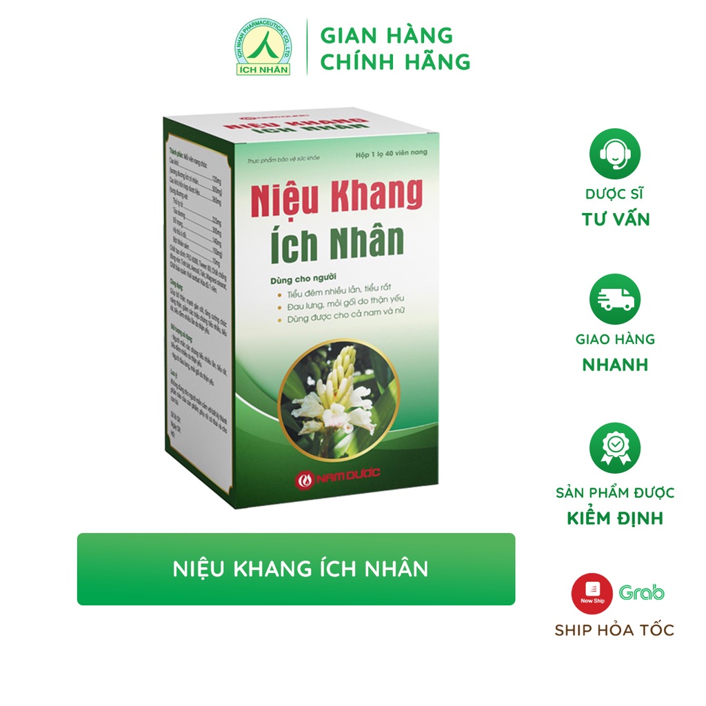 Niệu Khang Ích Nhân bổ thận, giảm triệu chứng tiểu nhiều, tiểu rát do thận yếu lọ 40 viên NKI