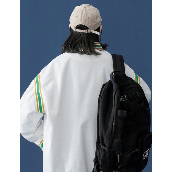 Áo khoác bóng chày dáng rộng thêu họa tiết thời trang phong cách Hàn Quốc cho nam và nữ