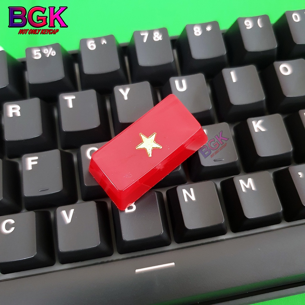 Keycap Lẻ Cờ Đỏ Sao Vàng Việt Nam cực đẹp OEM 2U profile ( keycap resin độc lạ )( Keycap Artisan )