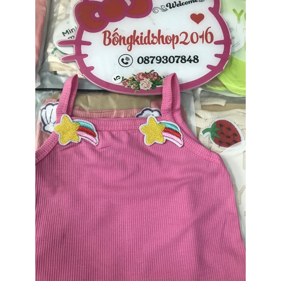 Bộ 2 dây mặc nhà cho bé gái thun gân lạnh.