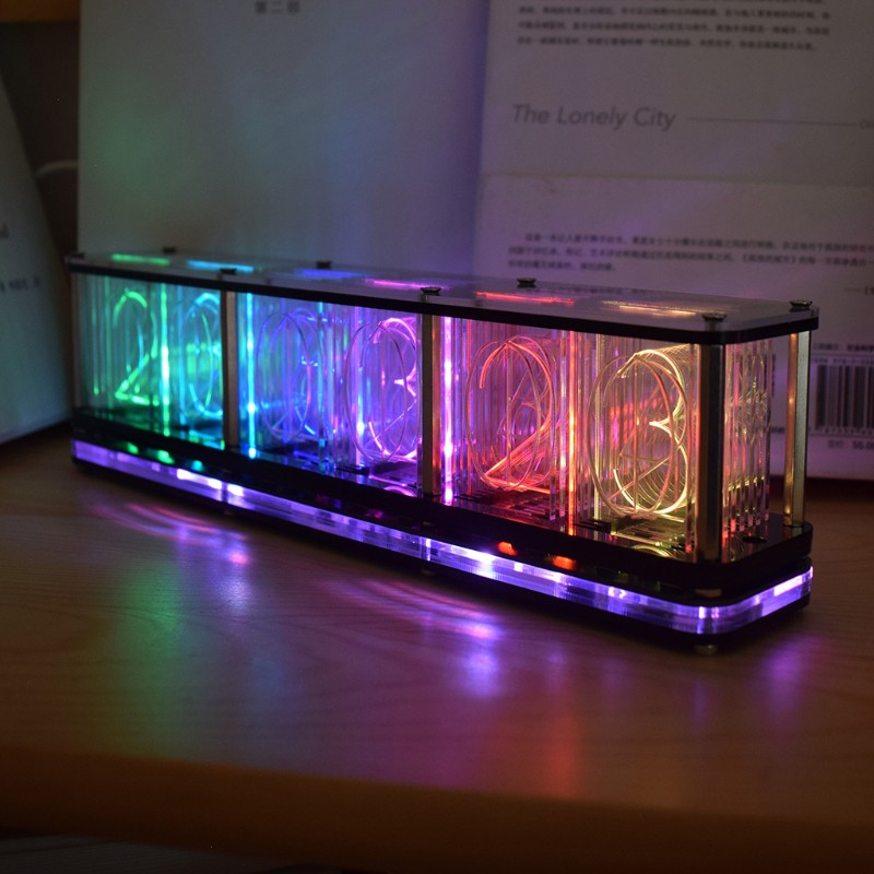 Đồng hồ ống đèn LED RGB nhiều màu sắc có âm nhạc quang phổ trang trí DIY