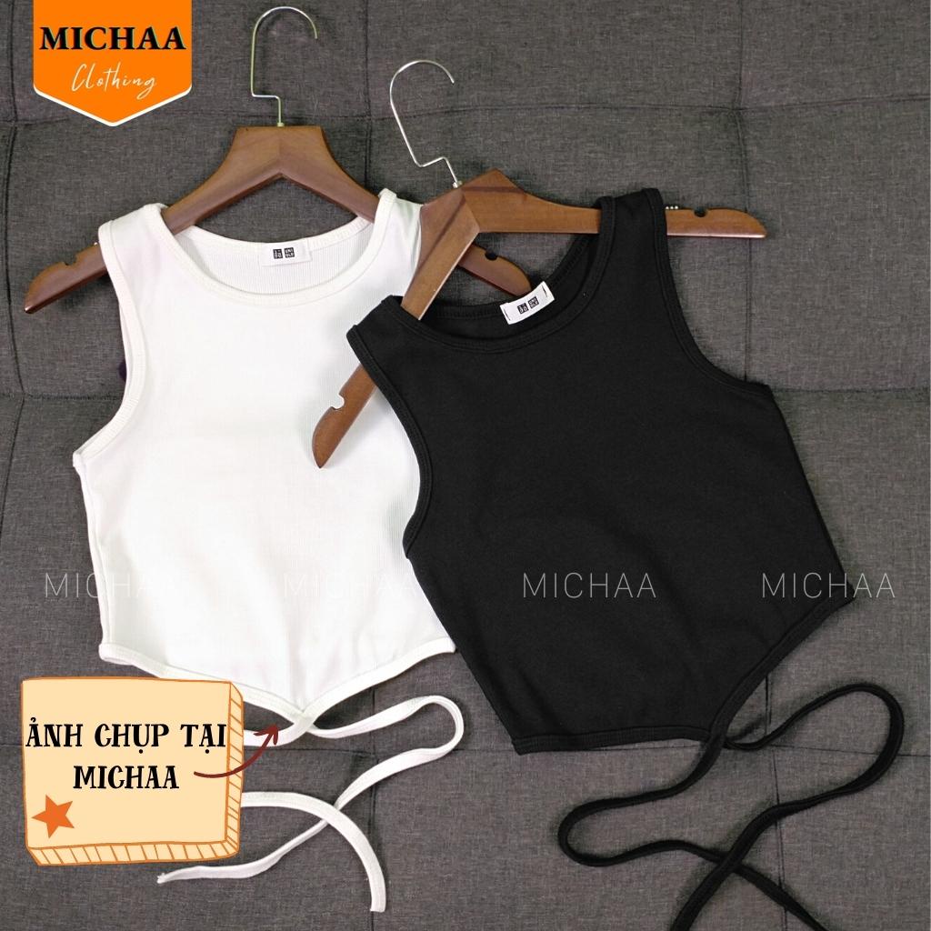 Áo Croptop Ba Lỗ DÂY QUẤN BỤNG Nữ Thun Gân Kiểu Ôm Body Sexy Ulzzang - MICHAA