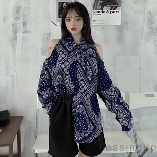 Áo tay dài trễ vai họa tiết thổ cẩm sành điệu cho nữ
