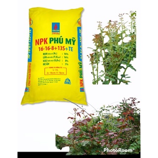 Phân bón hoa NPK 16-16-8 +13S+TE Phú Mĩ - Gíup cây phục hồi nhanh, nuôi cành, tạo tán, phát triển cân đối - Túi 500gr