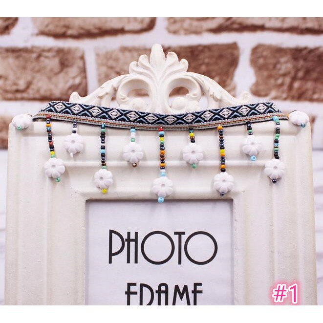 Dải Dây Ruy Băng Tua Rua Hạt Đá Nhiều Màu Sắc