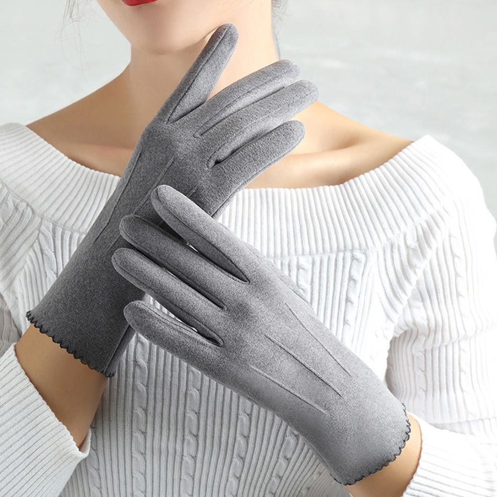 Găng tay vải nỉ màu trơn giữ ấm mùa đông cảm ứng màn hình thời trang Hàn Quốc cho nữ