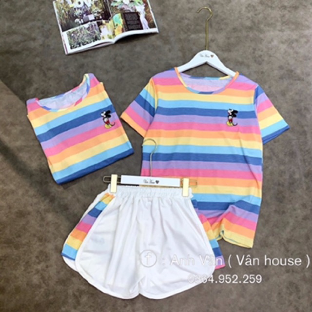 Set bộ Cầu vồng 🌈 đẹp xuất sắc siêu xinh rá siêu hờiiiiiii #115k 👉🏻 Áo chất cotton mềm mịn siêu mát  👉🏻Quần chất c