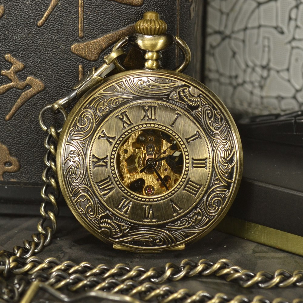 Đồng Hồ Quả Quýt Chạm Khắc Hình Bộ Xương