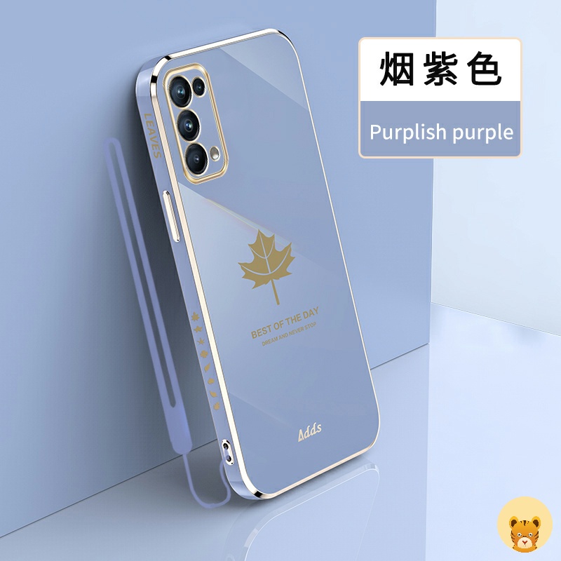 Ốp Điện Thoại Viền Dẻo Bề Mặt Mịn Kèm Dây Đeo Sang Trọng Cho Oppo Reno 5 Case Reno 5 Pro