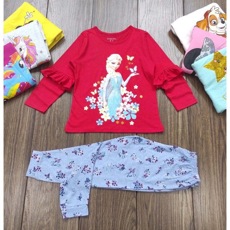 Bộ tay dài Gymborre bé gái phối kiểu Pony, Mickey, Elsa