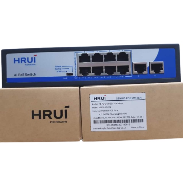 Bộ chia mạng  Poe Hrui/HDV/ONV HR900-AF-82N 8port POE + 2 Uplink
