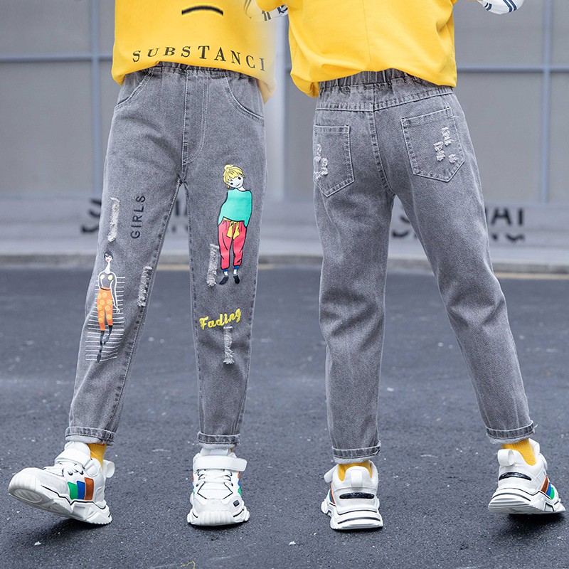 Quần bò bé gái Quần Jean size đại cho bé gái in hình cô gái