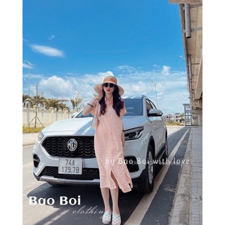 Váy maxi xuông kẻ