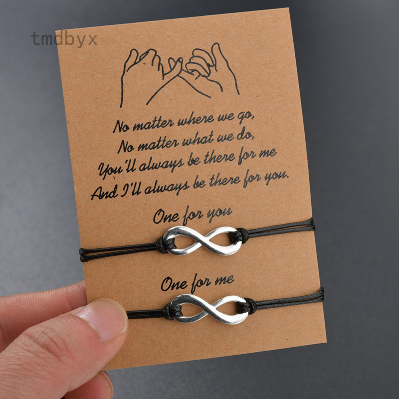 Tmdbyx Infinity Friendship Lover Couple Charm Card Wish You Me Promise Bracelet Gift