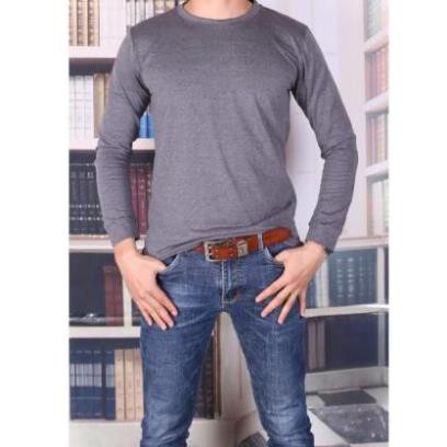 Áo thun thu đông, dài tay cổ tròn nam màu ghi sáng,mềm, mịn, co dãn dễ chịu, chất thoáng mát, thấm mồ hô | BigBuy360 - bigbuy360.vn