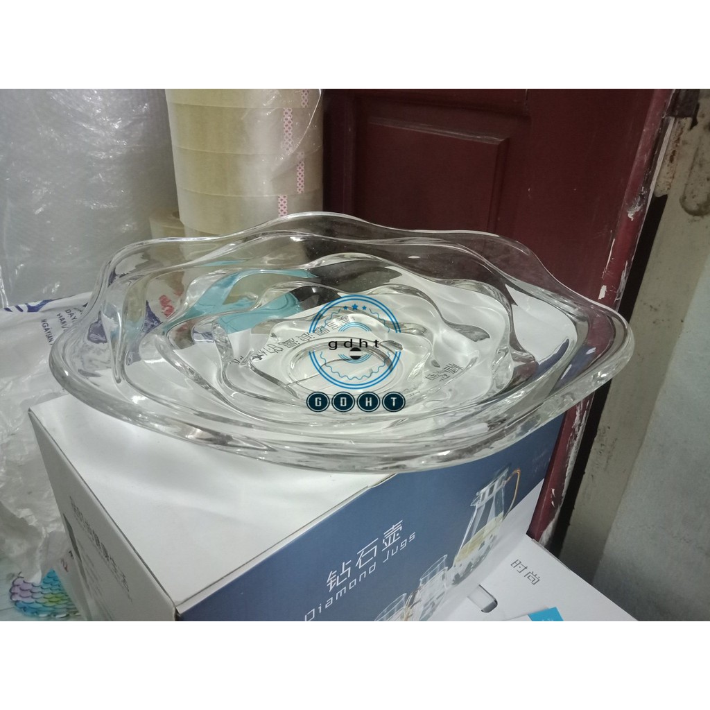 ĐĨA THỦY TINH VÀNG HÌNH HOA  ĐỰNG HOA QUẢ HÀNG ĐẸP GIÁ RẺ