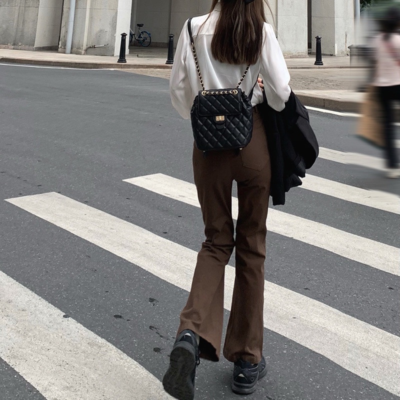 Quần jean dài ống loe lưng cao phong cách mùa thu 2021 mới cho nữ