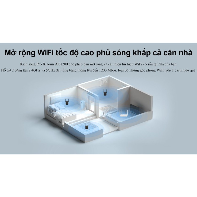 Kích sóng wifi Xiaomi AC1200 RA75 Mi Wifi Range Extender Bộ kích wifi 2 băng tần 2.4GHz 5GHz  - Minh Tín Shop