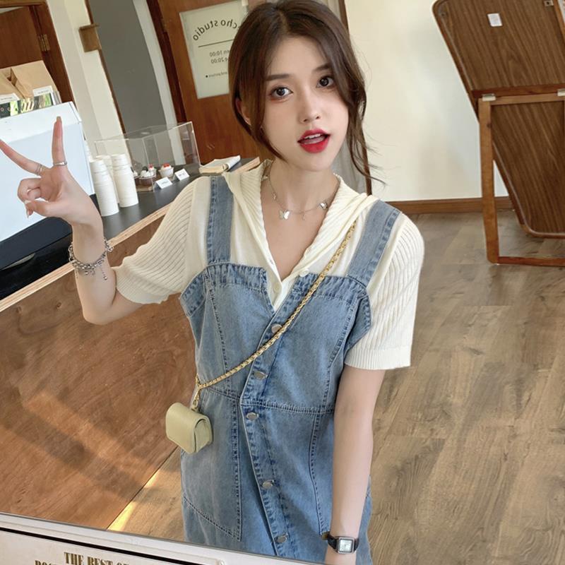 Đầm Denim Hai Dây Dáng Ôm Phong Cách Thời Trang Mùa Hè Mới Dành Cho Nữ