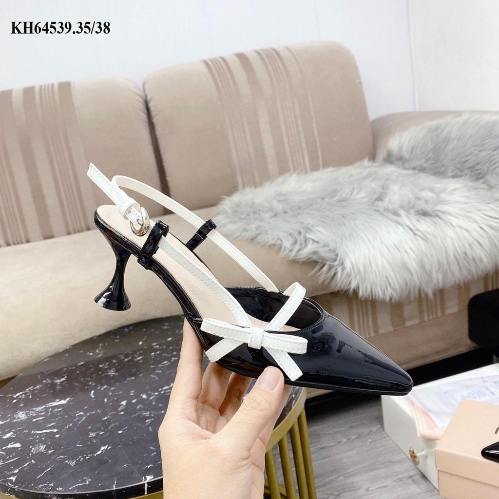 ẢNH THẬT Mã E52 GIÀY CAO GÓT NỮ BÍT MŨI NƠ CẠNH GÓT NHỌN CAO 5P SANG CHẢNH