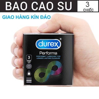 Bao cao su Durex Performa chống xuất tinh sớm kéo dài thời gian yêu - hộp 3 cái