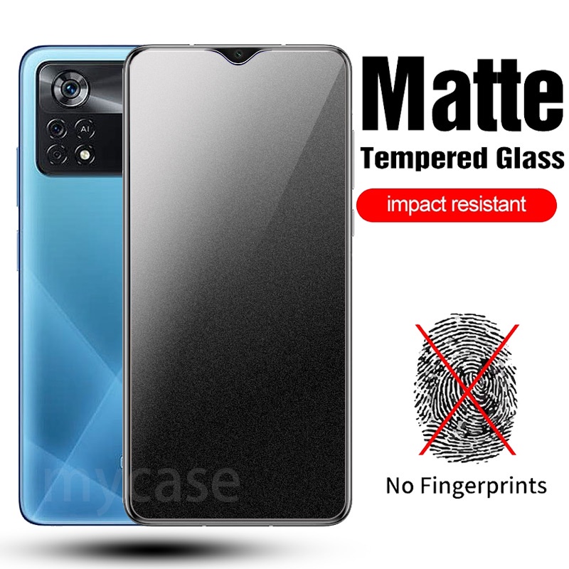 Kính cường lực nhám chống bám vân tay cho Xiaomi POCO C40 M5 M5s X5 X4 X3 NFC M4 M3 F4 F3 GT F2 Pro 4G 5G 2023