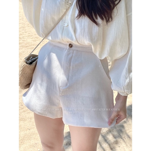 Quần short vải cut out vạt bầu the.sweaterweather TSW (ảnh thật)