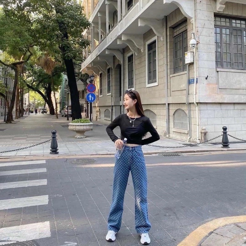 Quần suông ống rộng hoạ tiết sang chảnh(064) | BigBuy360 - bigbuy360.vn